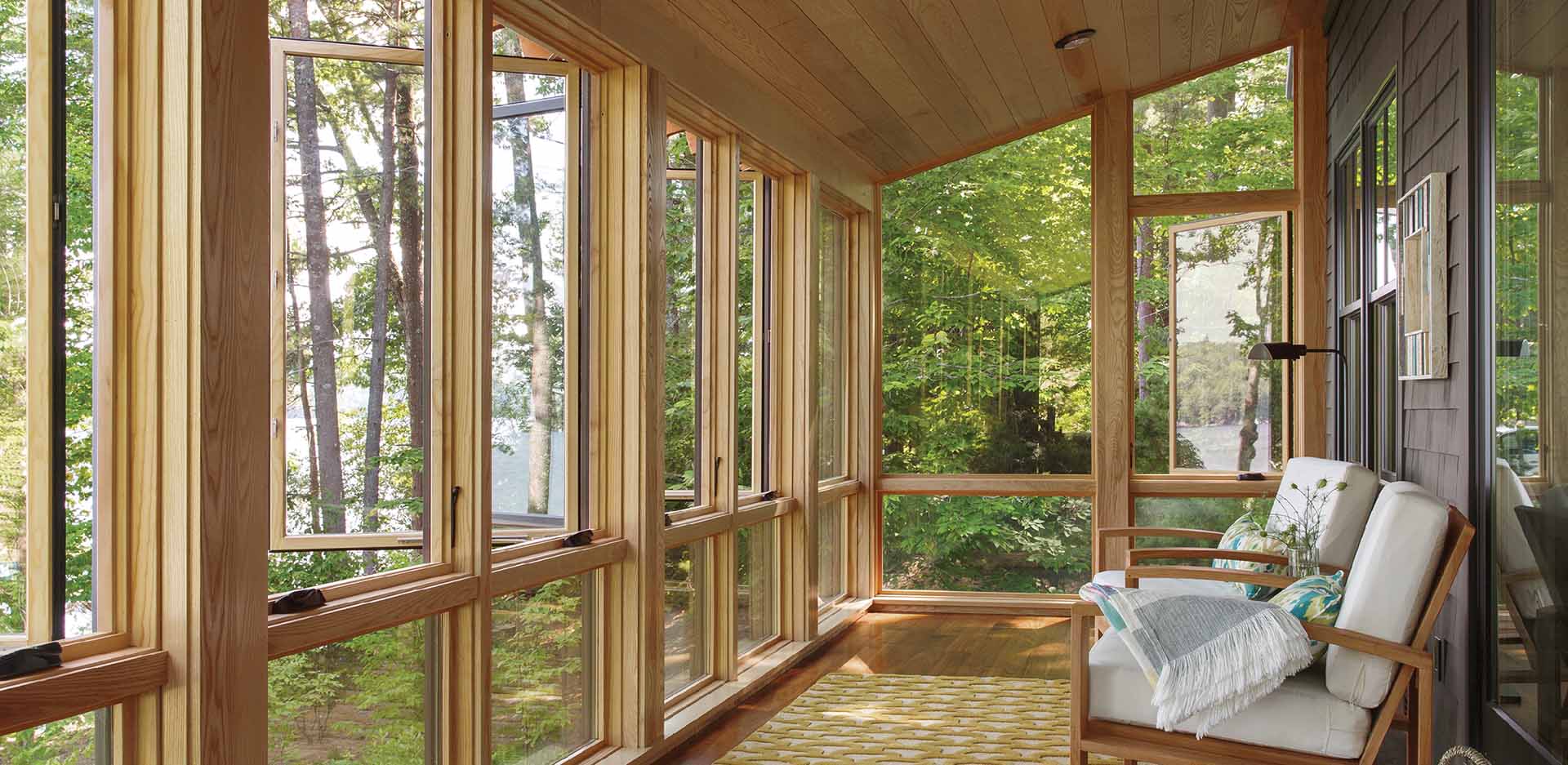 Marvin Signature Ultimate Collection windows in the kitchen of a house with a wooden interior