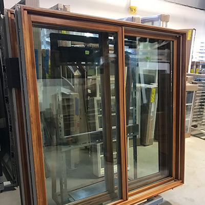 Windows with wood frames in the finishing department